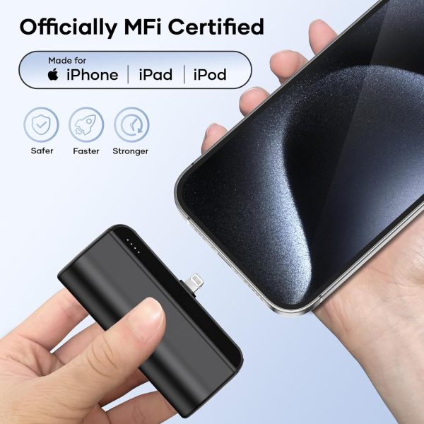 5000mAh Mini Portable Charger Power Bank Compatible with iPhone 14/13/12/11/XR/XS/X/8/7/6, MFi Certified Ultra-Compact 20W PD Fast Charging Small Cute Battery Pack(Black) - Image 4