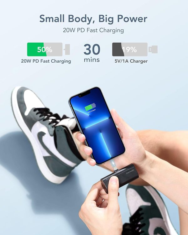 Charmast Small Portable Charger 5000mAh, Ultra-Compact 20W PD Fast Charging Power Bank Mini Battery Pack Compatible with iPhone 14/14 Pro Max/13/13 Pro Max/12/12 Pro Max/11/XR/X/8/7/6, and More - Image 2