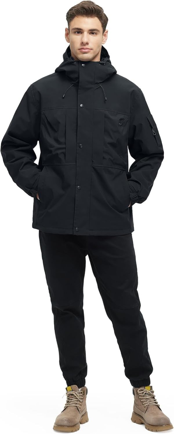 Men's 3 in 1 Winter Coats Water Resistant Ski Snow Warm Fleece Jacket With Multi-Pockets Windbreaker Jacket - Image 3