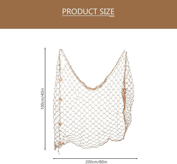 WINOMO Decorative Fishing Net Decor Natural Fish Net Party Decoration Fish Net Decoration for Wall Home Decoration Photographing Accessory, 80x40 inch - Image 4