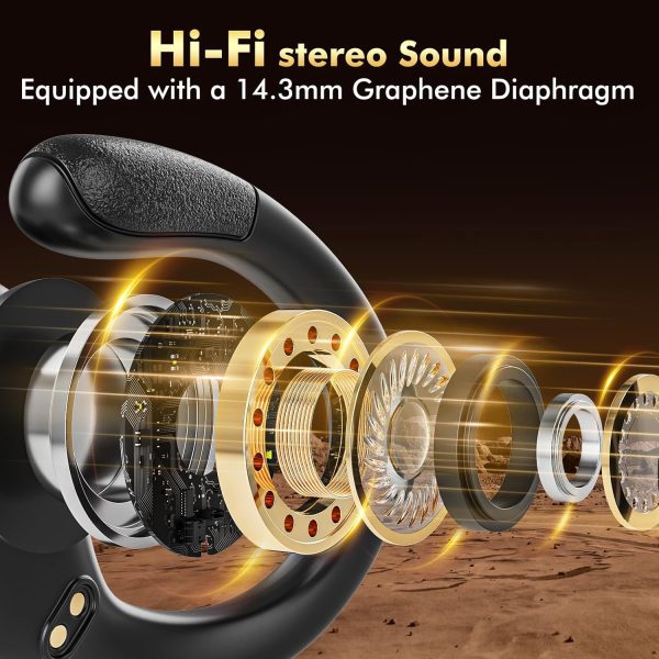 Wireless Earbuds Bluetooth Headphones 80hrs Playback Ear Buds Power Display with Noise Canceling Mic Headsets for Sports/Workout/Running Black - Image 3